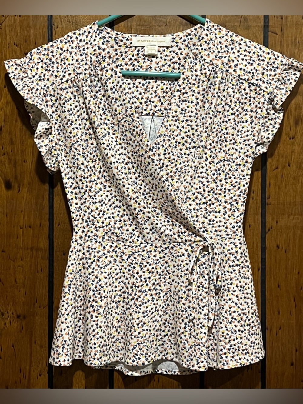 Monteau Los Angeles Floral Wrap Blouse size S